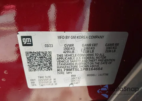 2023 Chevrolet Trailblazer Fwd Rs z USA, uszkodzony, nr VIN KL79MTSL1PB164664